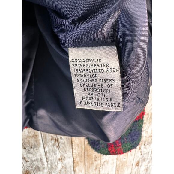VTG 90s Amanda‎ Smith Blazer Jacket 12 Red Green Blue Plaid Christmas Holiday - Picture 8 of 10
